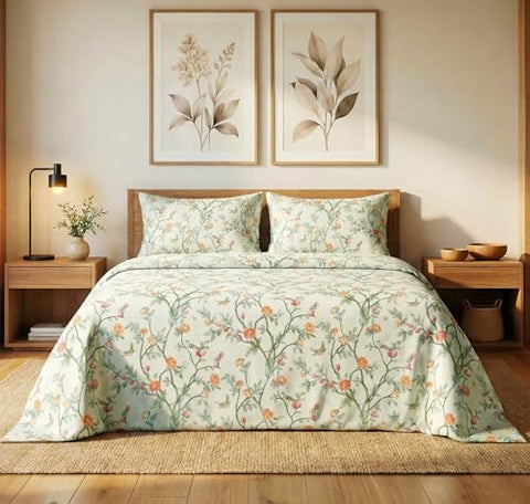 VAS COLLECTIONS 300 TC Cloud Cotton Bedsheet Set Super King Size 108x108 Inch (275x275 cm) | Soft Breathable Double Bed Sheet with 2 Pillow Covers | Luxury Hotel Quality Bed Linen (Willow)