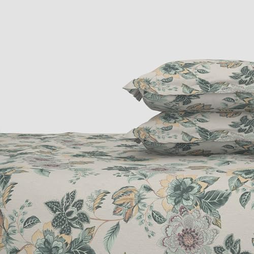 Himeya 100% Cotton King Size Bedsheet 274 x 274 CM, Bedsheet for Double Bed King Size,144 TC, Ultra-Soft & Breathable, Skin-Friendly & Durable Fabric, Elegant Mint Green Design, Easy to Wash
