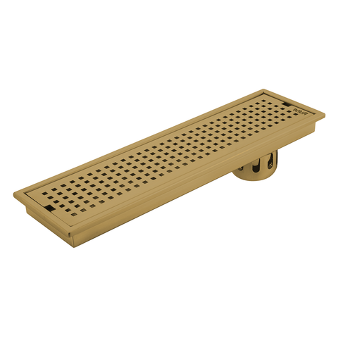 Trueliving Home Brown Palo Shower Drain Channel (48 x 5 Inches) with YELLOW GOLD PVD Coating