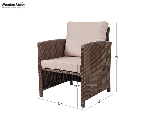 Vivica Premium Wicker 1 Seater Outdoor Chair with Ottoman (Beige)