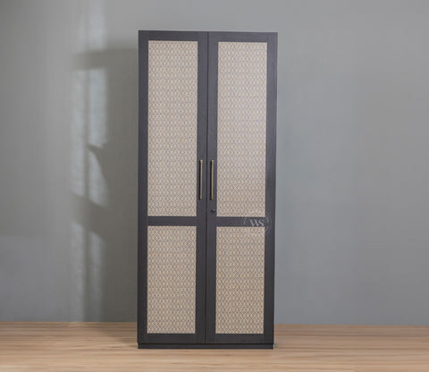 Tactica Engineered Wood Wardrobe with Textured MDF Accented Doors & Drawer Storage (Trellis Pattern)