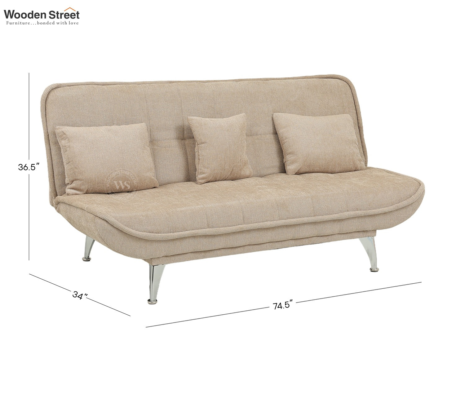 Bastion Premium Upholstery Fabric Sofa cum Bed (Beige)