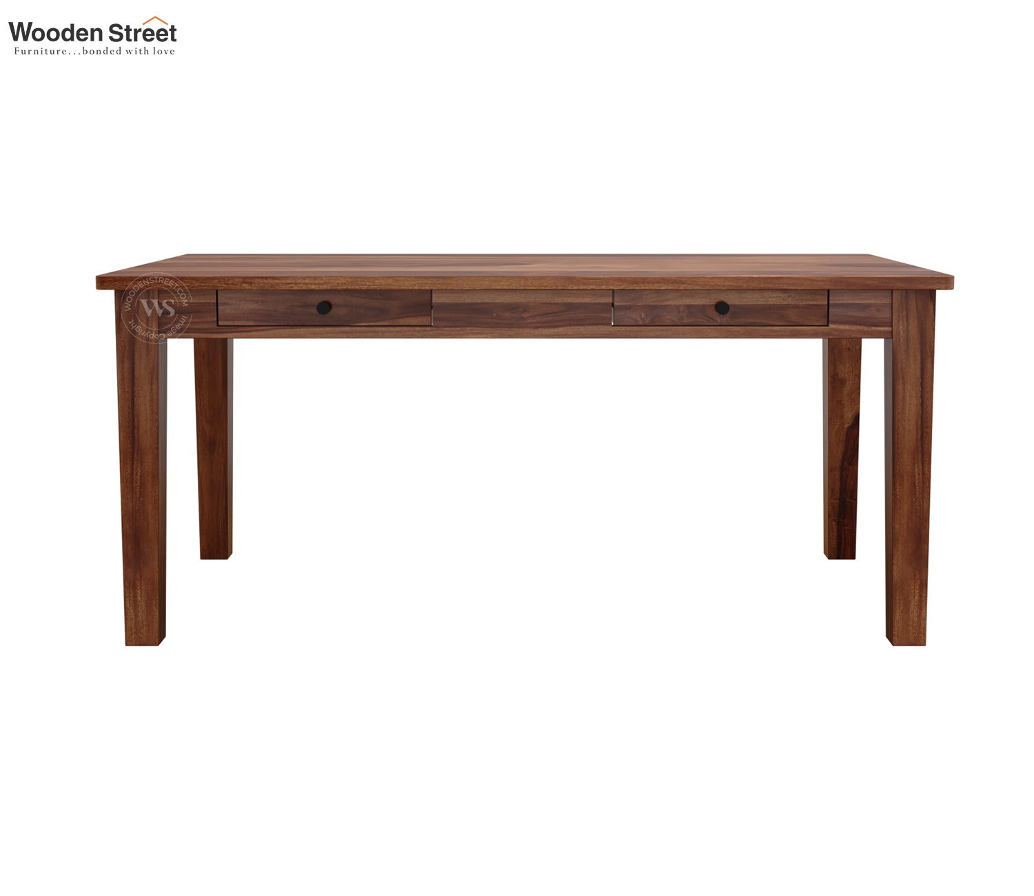Mcbeth 6 Seater Dining Table With Storage (Honey Finish)