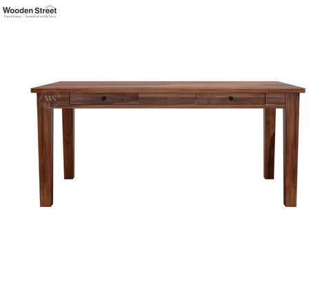 Mcbeth 6 Seater Dining Table With Storage (Honey Finish)