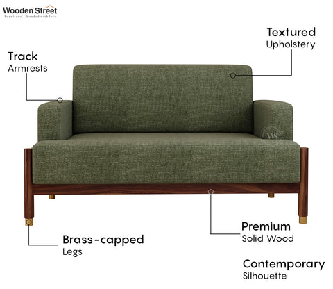 Kairav Modern 3+2 Wooden Sofa Set with Premium Upholstery (Sage Green)