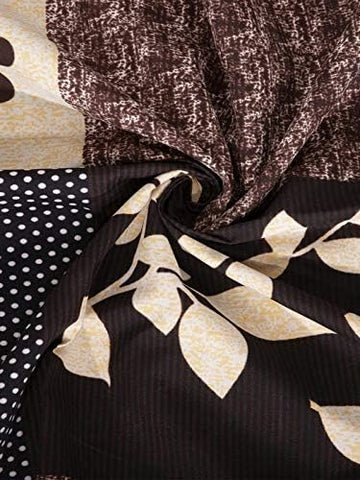 Polycotton 220 TC Floral Printed King Size Double Bedsheet with 2 Pillow Covers, (90 x 90 Inches,) Brown