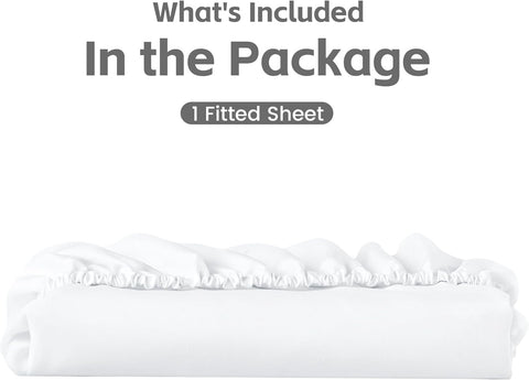 LINENOVA Single Fitted Sheet – Ultra Soft 1800TC Double Brushed Microfiber, Deep Pocket Fits Mattresses up to 40cm – 1 Piece - White
