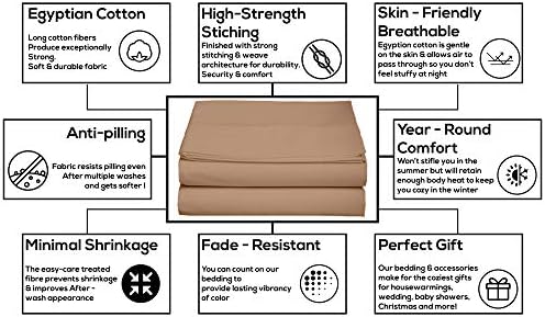 600 Thread Count Cotton 1PC Flat Sheets 100% Long Staple Pure Cotton, Smooth Sateen Finish Flat Sheet/Top Sheet with 4 Inch Hem Solid Pattern (Taupe, Single)