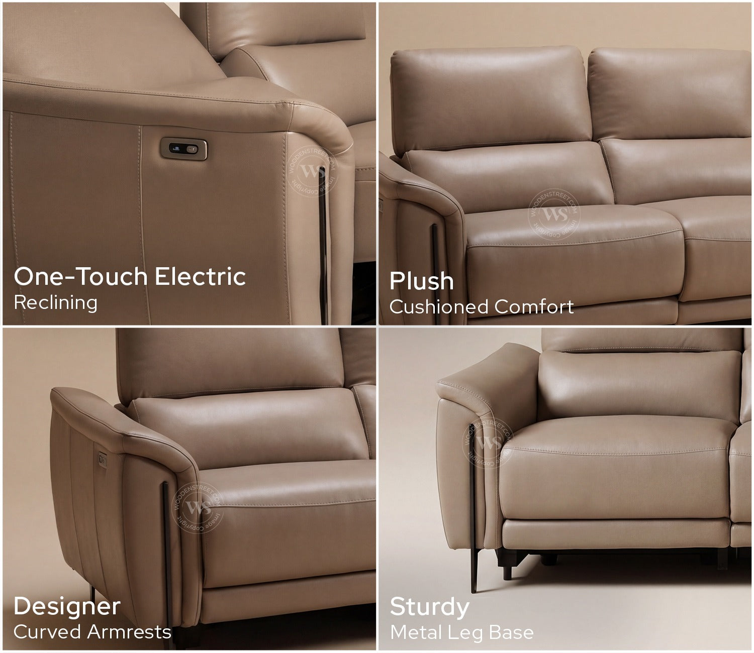 Dennis Luxe Electric Recliner 2 Seater Sofa (Urban Beige)