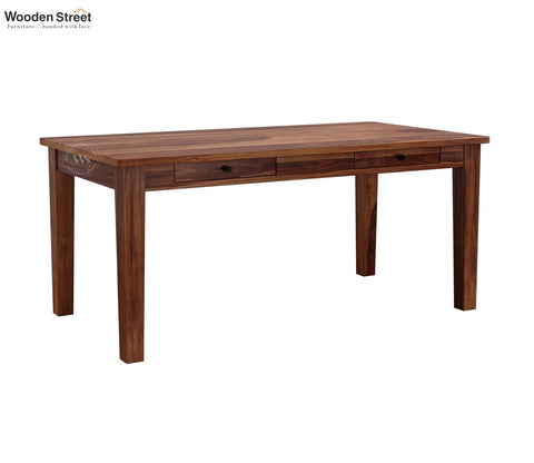 Mcbeth 6 Seater Dining Table With Storage (Honey Finish)