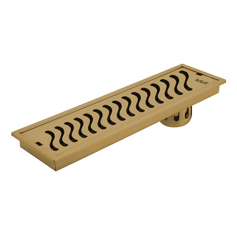 Trueliving Home Brown Wave Shower Drain Channel (36 x 4 Inches) YELLOW GOLD PVD Coated