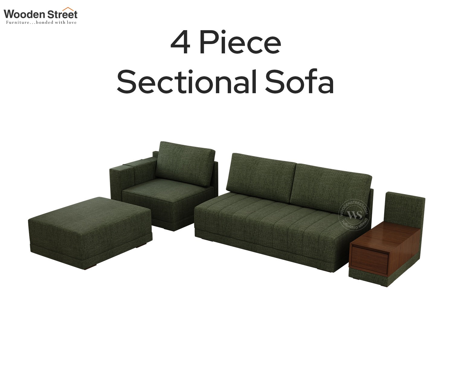 Oasis L-Shape Left Aligned Sectional Sofa (Sage Green)