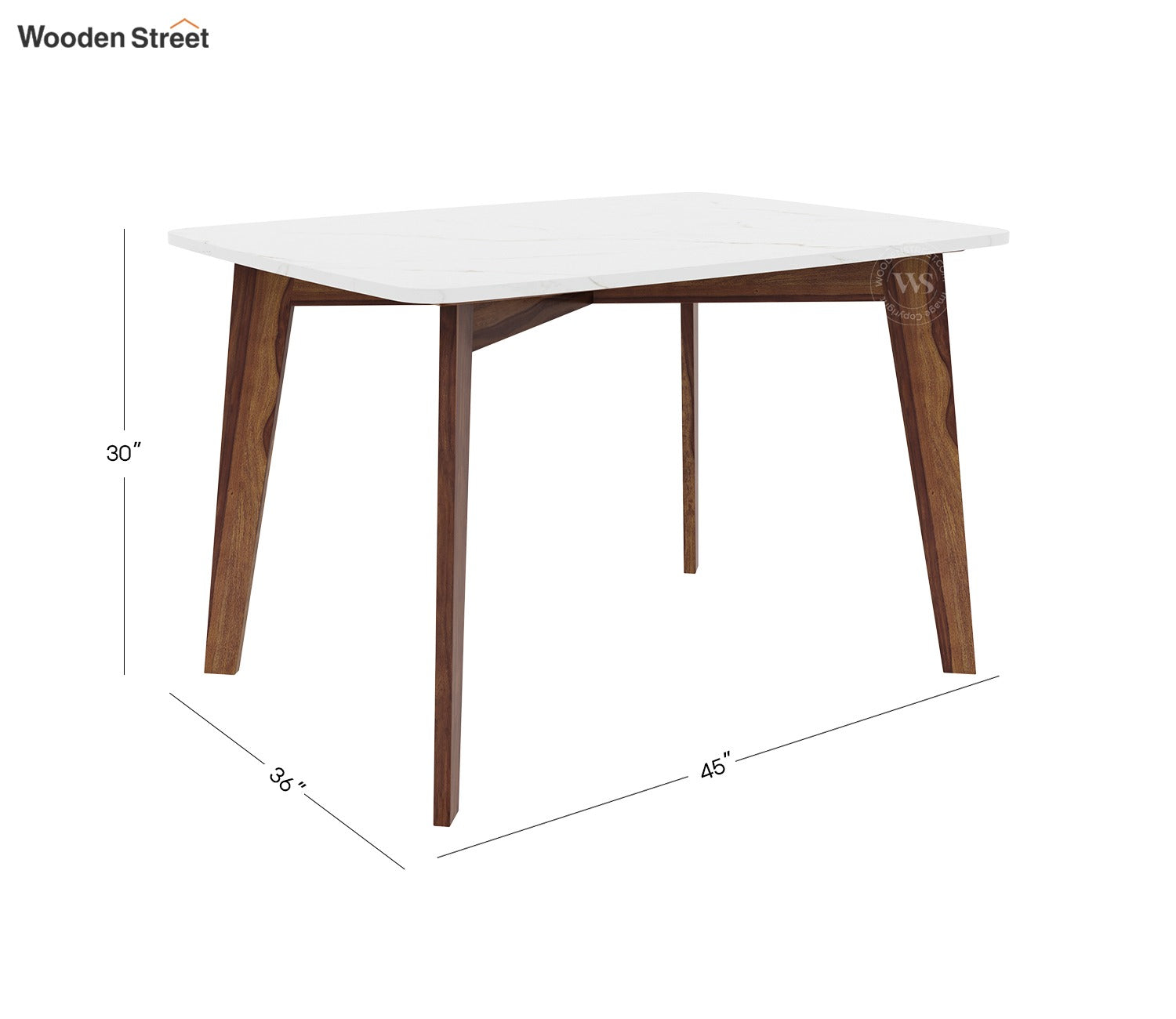 Valence 4 Seater Sheesham Wood Dining Table with Quartz Top (Teak Finish)