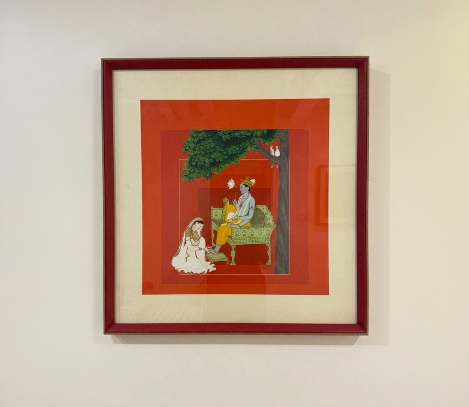 Traditional Indian Miniature Royal Court Scene Wall Art Frame (Multicolor)