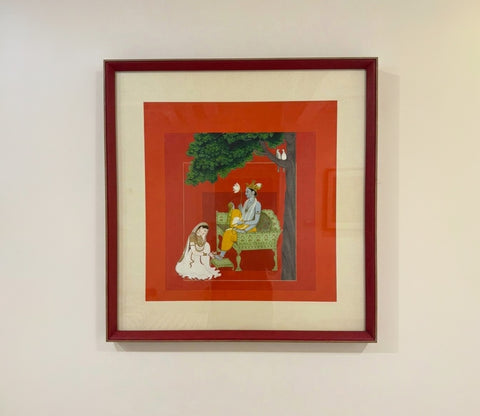 Traditional Indian Miniature Royal Court Scene Wall Art Frame (Multicolor)