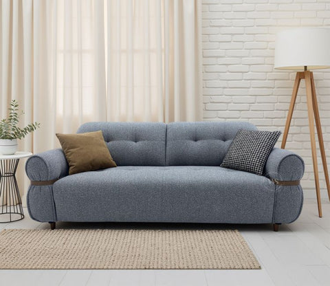 Reva 3-Seater Electric Sofa Cum Bed | Motorized Conversion Mechanism | Fabric Upholstery (Grey)