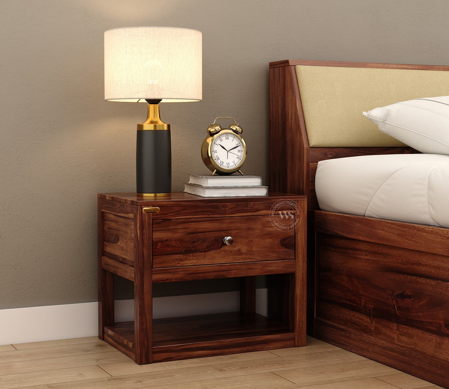 Walken Bedside Table (Teak Finish)