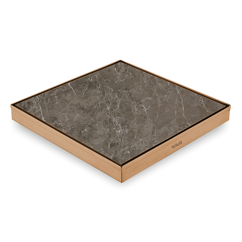 Trueliving Home Brown Marble Insert Shower Drain Channel (12 x 12 Inches) ROSE GOLD PVD Coated