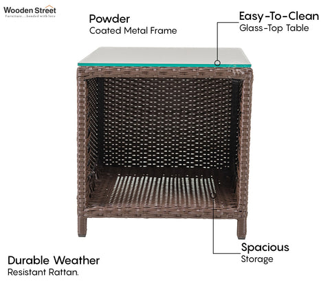 Vivica Premium Wicker 2 Seater Outdoor Set with Coffee Table and Ottomans (Beige)