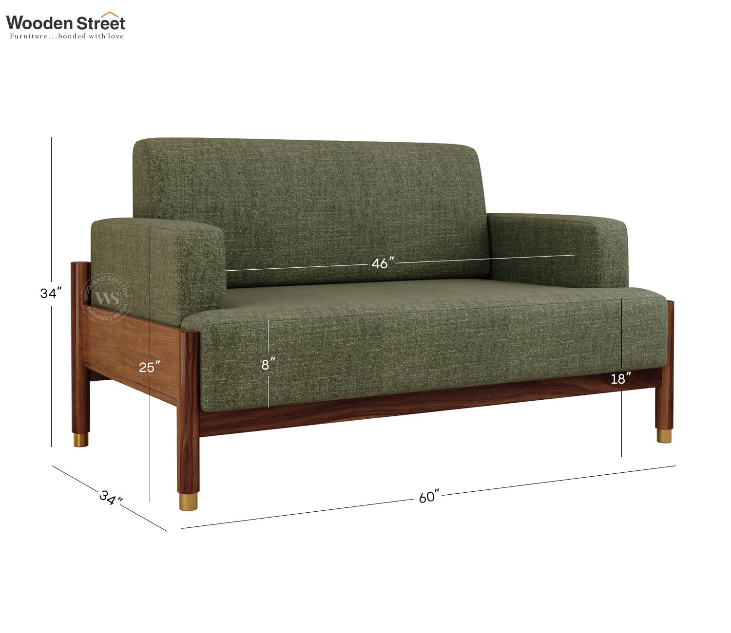 Kairav Modern 3+2 Wooden Sofa Set with Premium Upholstery (Sage Green)