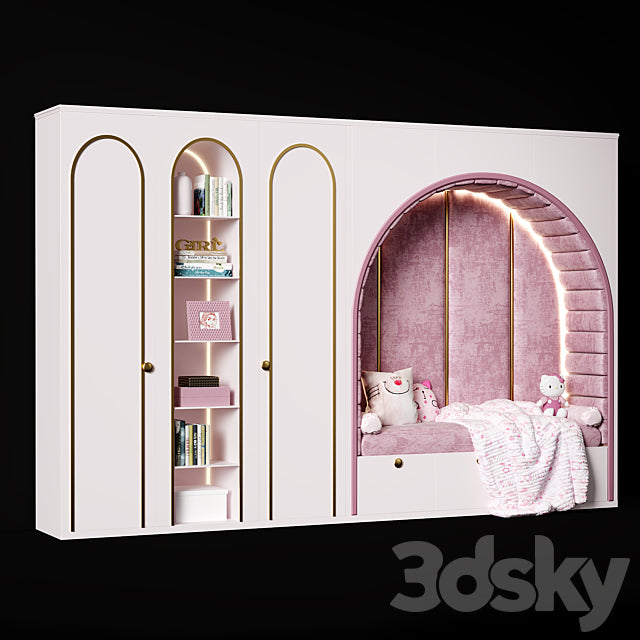 Trueliving 5 Door Sliding Kids wardrobes Laminated Finish & PU Finish with Drawers 8Ft *2Ft *9Ft -2438.4MM X 609MM X 2743.2MM)