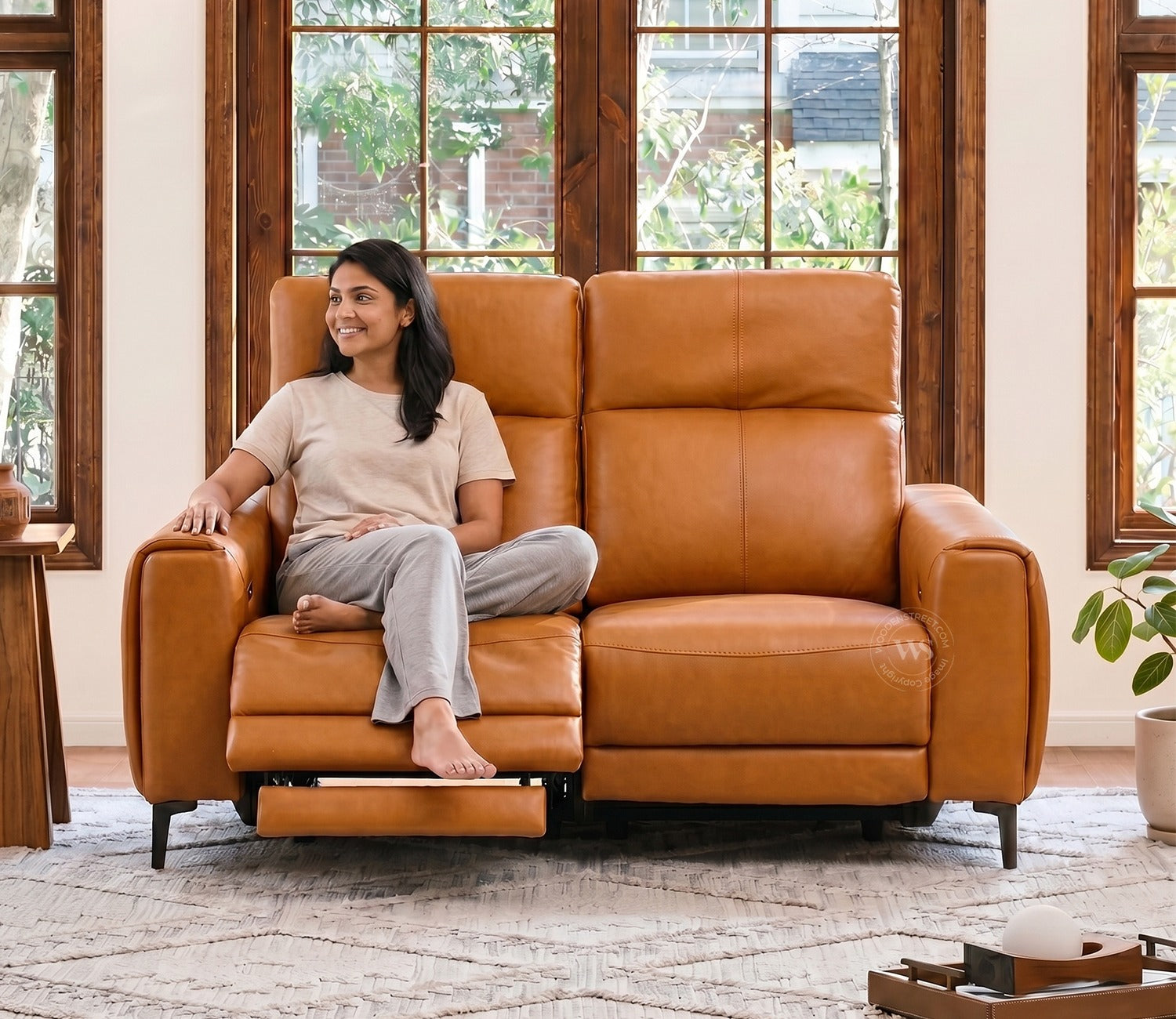 Blacksburg Luxe Electric Recliner 2 Seater Sofa (Urban Tan)