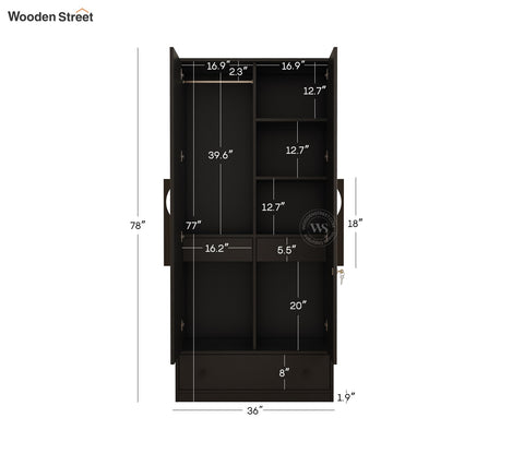 Avren Engineered Wood Wardrobe with Textured Front & Drawer Storage (Chevron Pattern)
