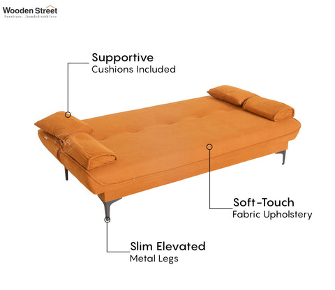 Domus Premium Fabric Sofa Cum Bed (Orange)