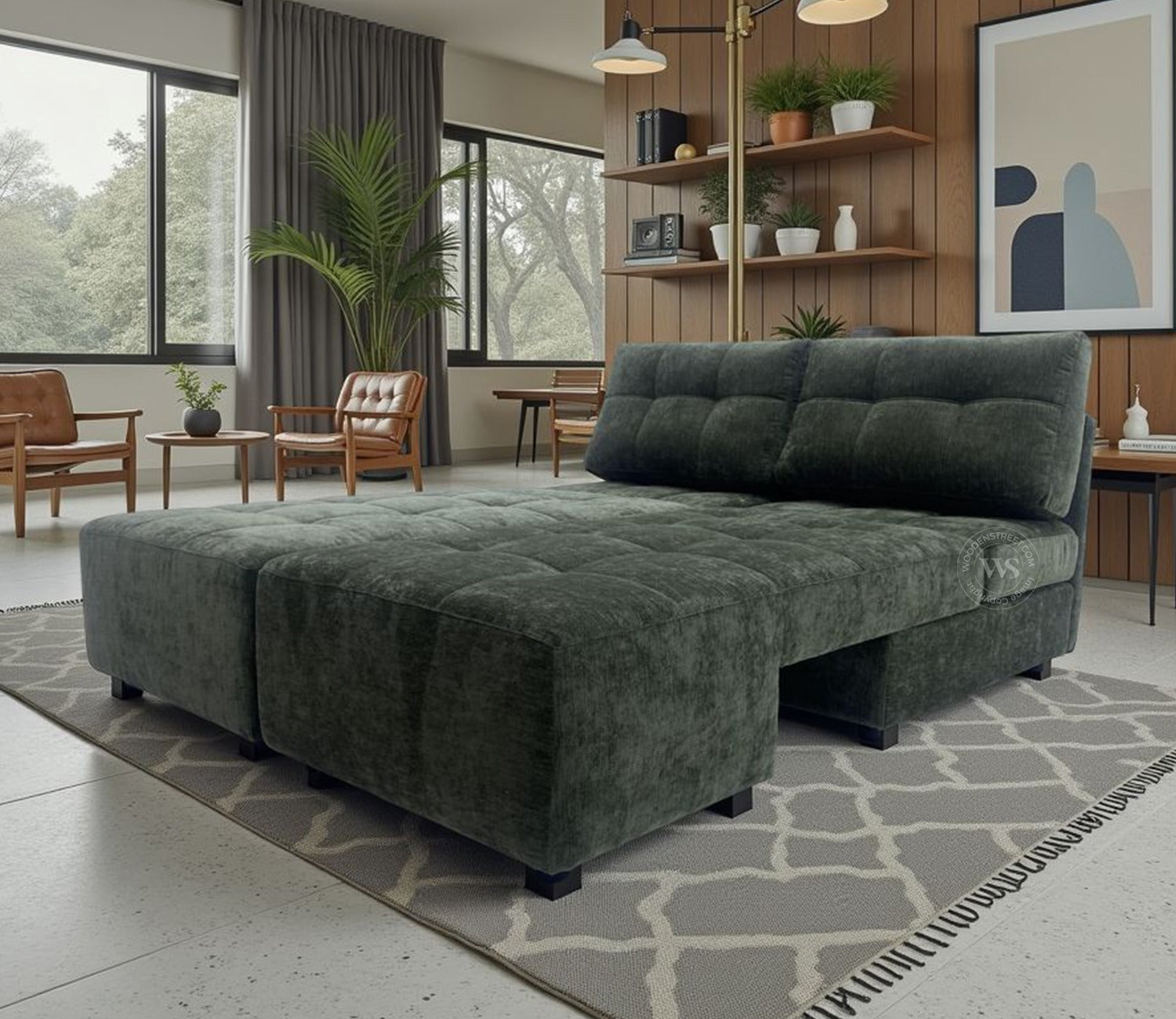 Malvern Premium L shape Fabric Sofa (Dark Olive Green)