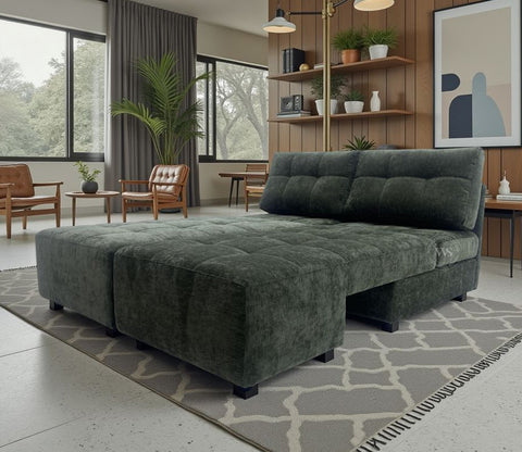 Malvern Premium L shape Fabric Sofa (Dark Olive Green)