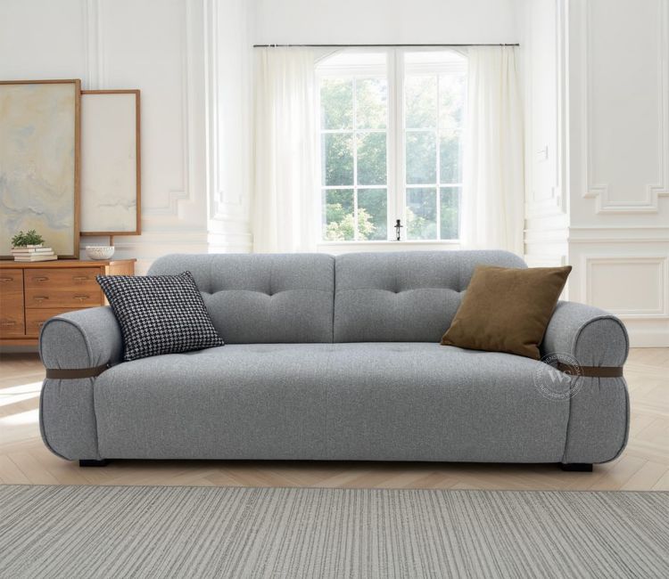 Reva 3-Seater Electric Sofa Cum Bed | Motorized Conversion Mechanism | Fabric Upholstery (Light Grey)