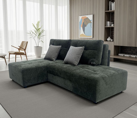Malvern Premium L shape Fabric Sofa (Dark Olive Green)