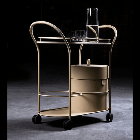 Trueliving White Simple Luxury Bar Trolley 62.5D x 42.5W x 82.5H Centimeters