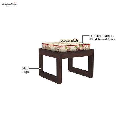 Vesta Sheesham Wood Coffee Table with Four Stools (Walnut Finish, Cream Blossom)