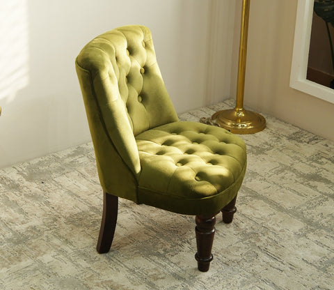 Thrace Lounge Chair (Velvet, Dark Olive Green)