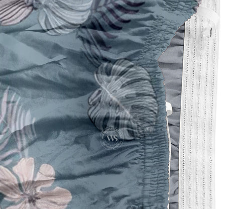 Bloomic Printed Polyester Spandex 3 Seater Sofa Cover (Light Blue)
