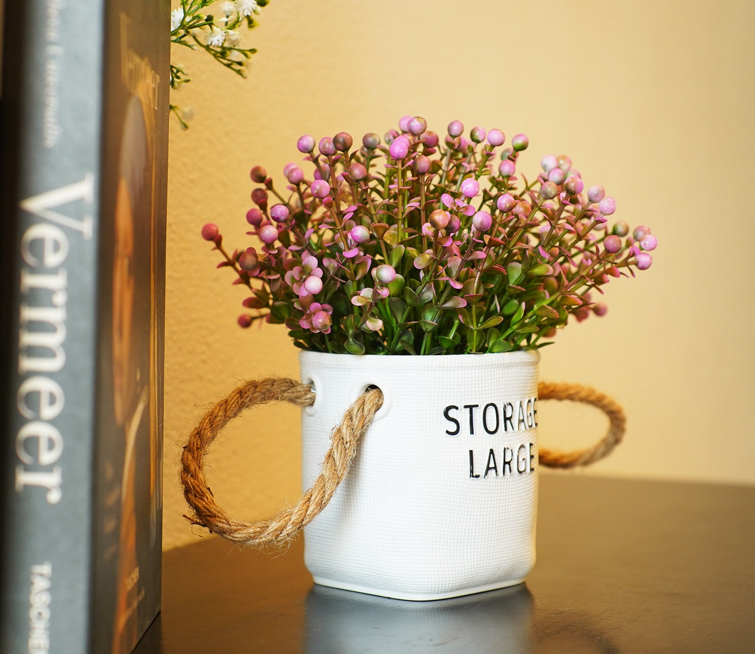 Wonder Artificial Flower With Plastic Pot (Pink)