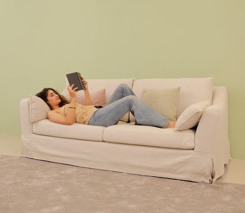 Yana 3 Seater Fabric Sofa (Beach Cream)