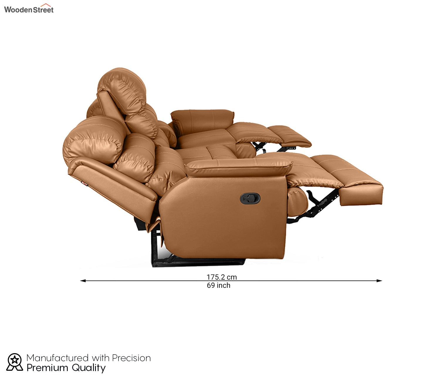 Valencia Three Seater Recliner Sofa (Clay Brown)