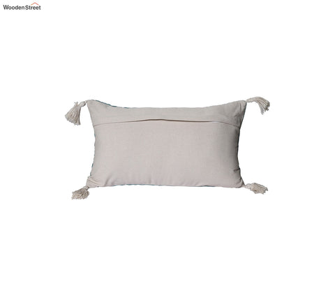 Super Soft Ethnic Design Set of 2 Embroidered Cushion Cover (Light Blue, 20 x 12 inches)