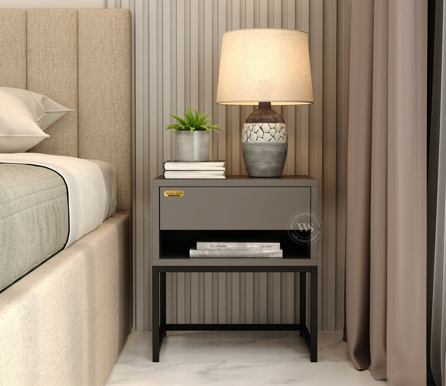 Nuvo Bedside Table (Grey)