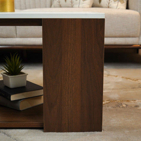 Kingston Coffee Table with Frosty White Top (Columbian Walnut Finish)