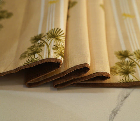 Palmetto Stripe Printed Cotton Table Runner (Beige, 13 x 72 Inches )