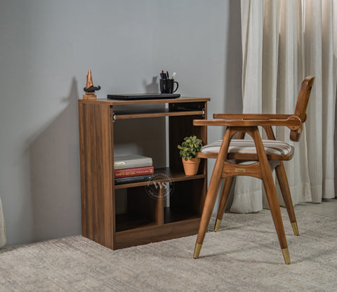 Prism Engineered Wood Study Table With Sectioned and Shelf Storage (Columbian Walnut Finish)