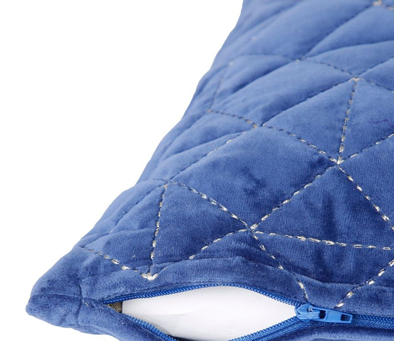 Velvet Quilted Cushion Cover - Set of 2 (Navy Blue, 18 x 18 inch)
