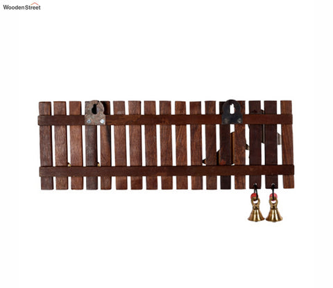 Handcrafted Tribal Art Wooden Stripes And Birds Key Holder - 4 Keys