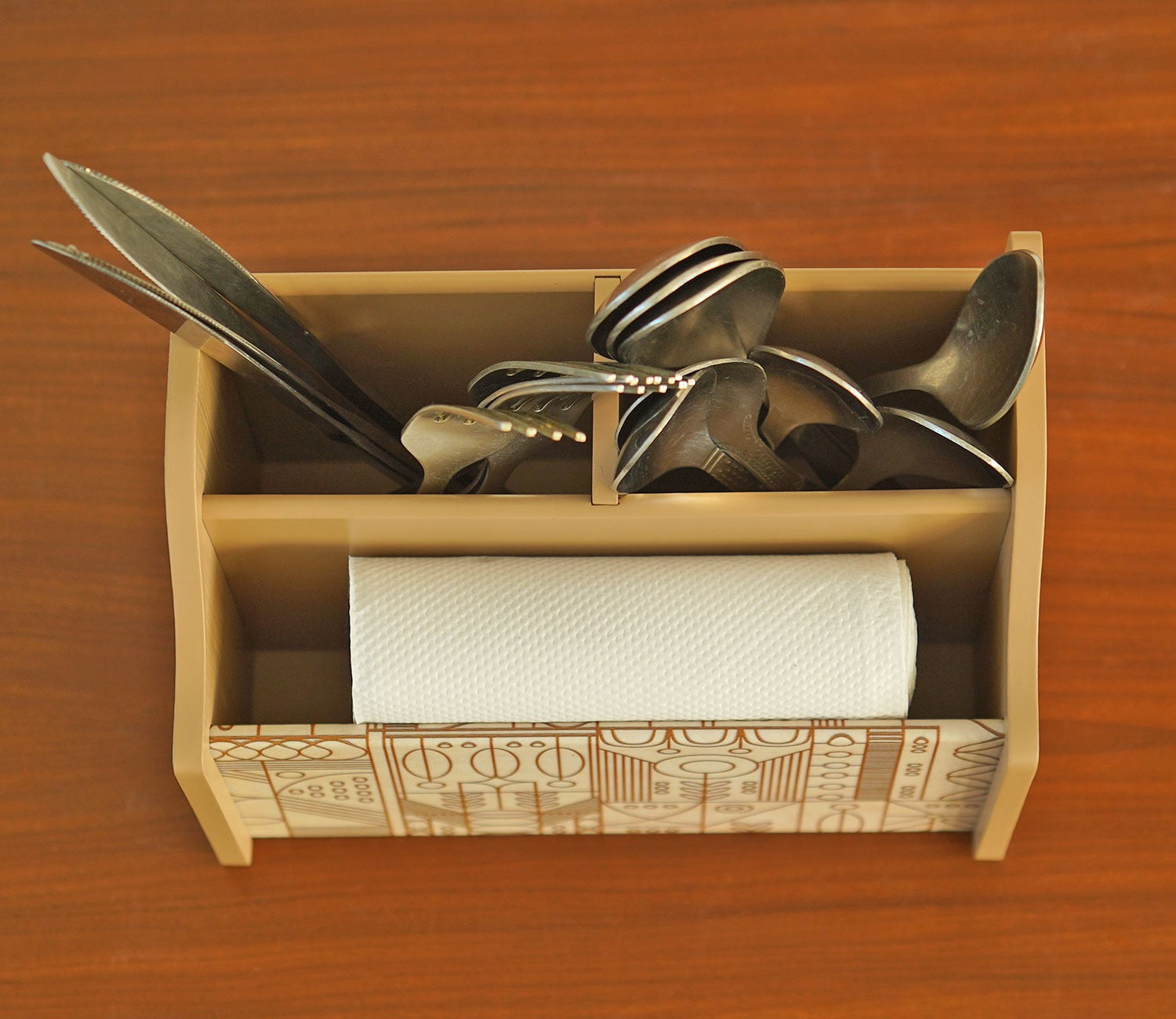 Laurel Wooden Cutlery and Napkin Holder