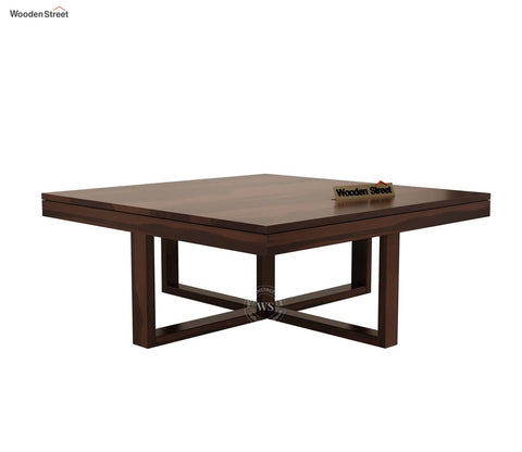 Reid Sheesham Wood Coffee Table with Four Cushioned Stools (Walnut Finish)