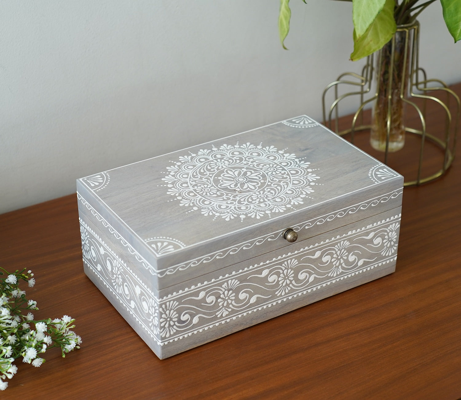 Ira Traditional Designer Hand Painted Wooden Jewellery Box