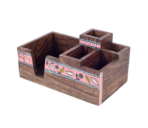 Leafy Charm Wooden Cutlery Holder